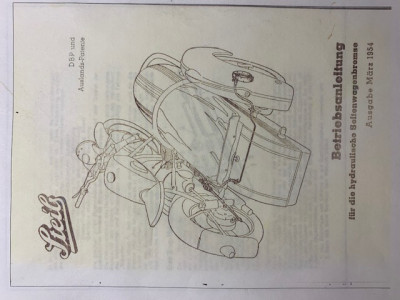Cover of a 9 page pamphlet on the hydraulic brake, useful for torturing oneself translating from German.